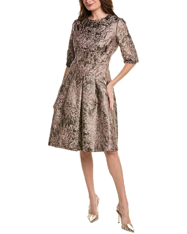Big Sale Event Teri Jon by Rickie Freeman Metallic Jacquard A-Line Dress