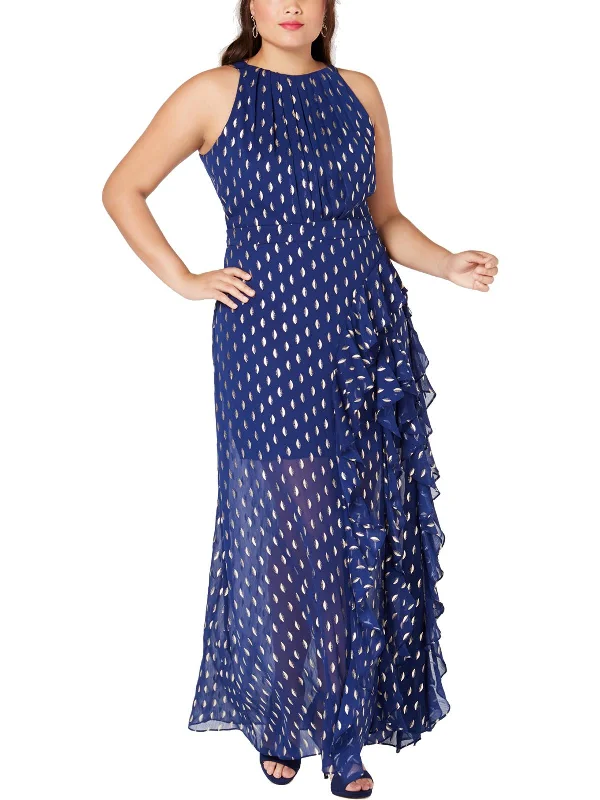 Flash Sales This Week Plus Womens Metallic Pleated Halter Dress