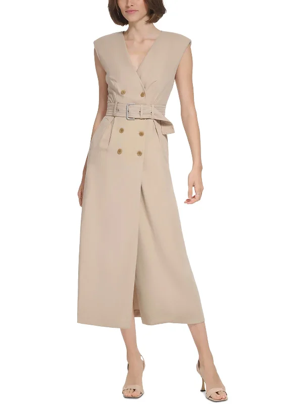 Vintage-Inspired Garments Womens Belted Rayon Wear To Work Dress