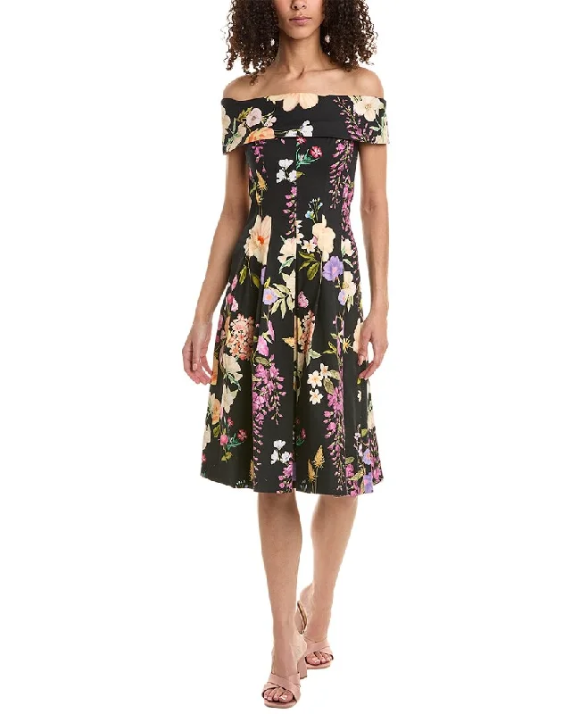 Plus-Size Women's Garments Teri Jon by Rickie Freeman Off The Shoulder A-Line Dress