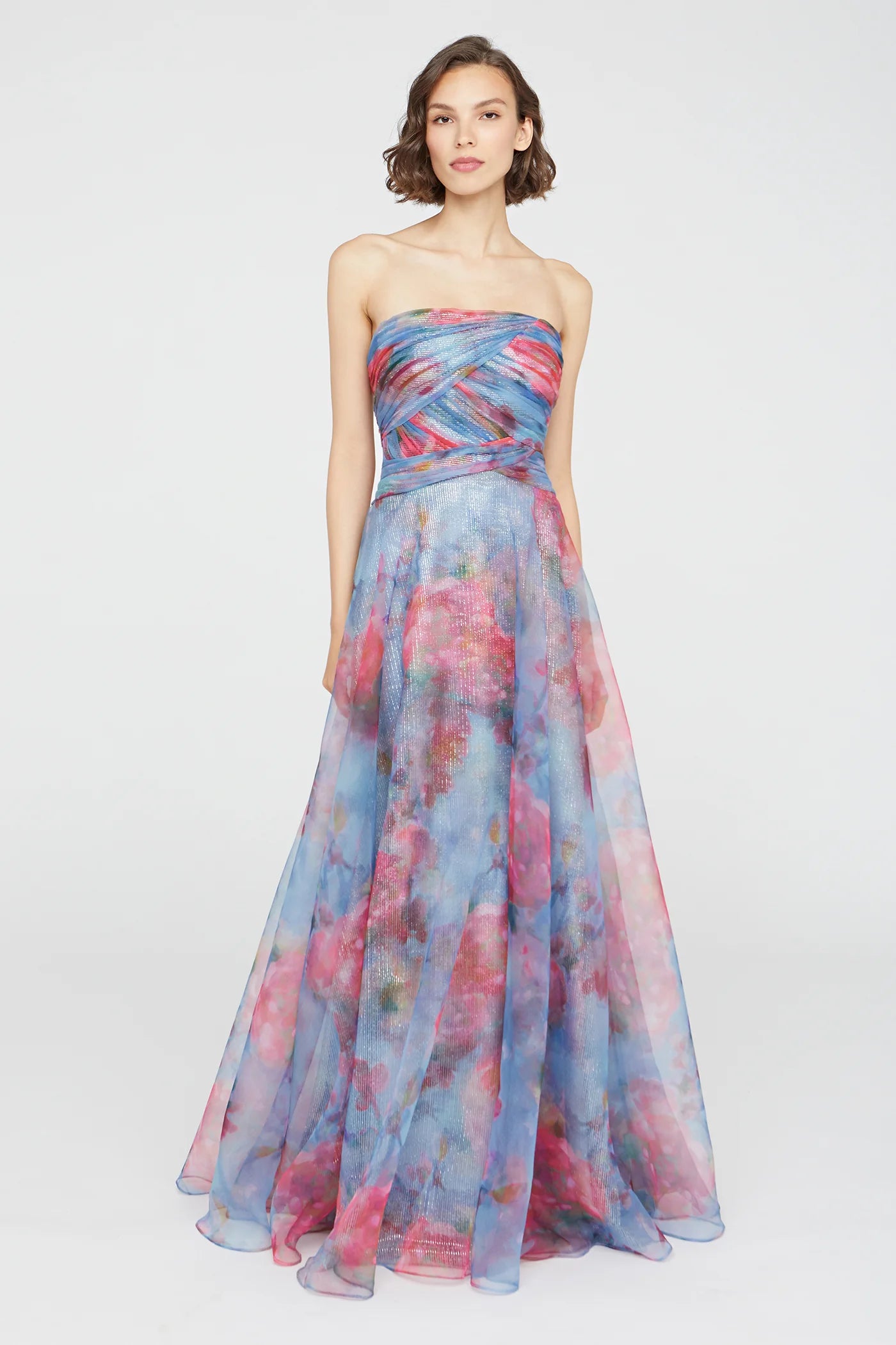 Women Clothes Giselle Strapless Organza Gown - Artic Floral