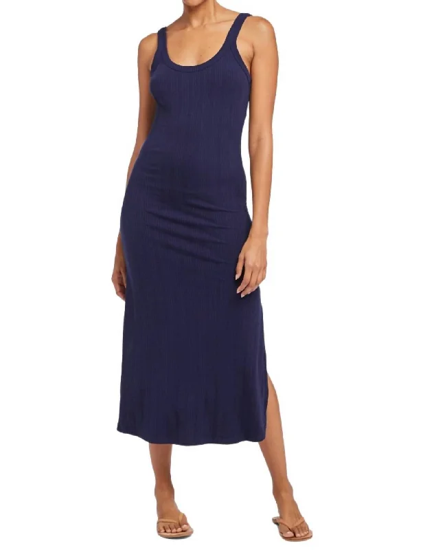 Chic Women's Outfit West Organic Rib Tank Dress In Midnight Blue
