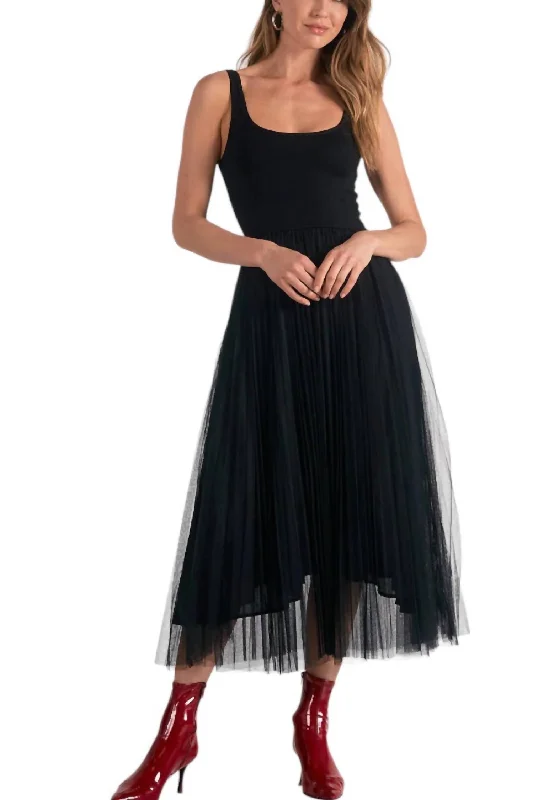 Stylish Women's Clothes for Work and Play Maxi Tulle Tank Dress In Black