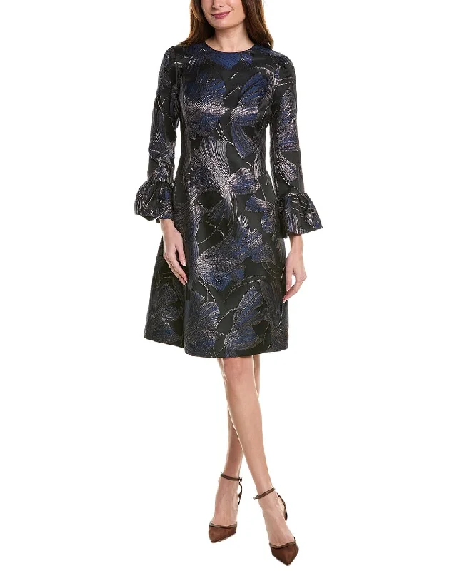 Online Boutiques Affordable Teri Jon by Rickie Freeman Metallic Jacquard A-Line Dress