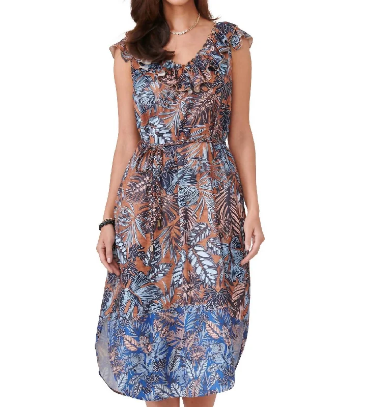 Women's Holiday Attire Women's Pattern Tank Dress In Light Pecan, Sapphire