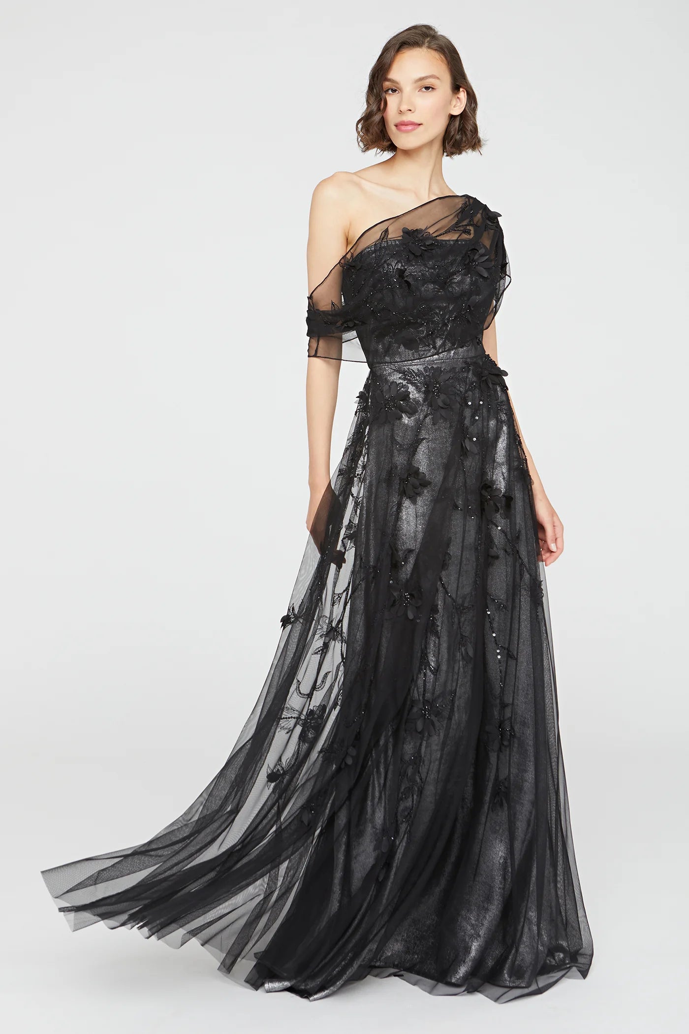 Best Online Women's Boutiques Lenora Embroidered Gown - Petal Black Gunmetal