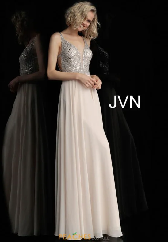 Women's Casual Wear Outfit Beaded Bodice Gown - Nude