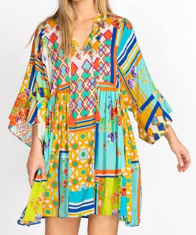 Flash Sale Or Flash Sales Mixi Short Kaftan Dress in Multi