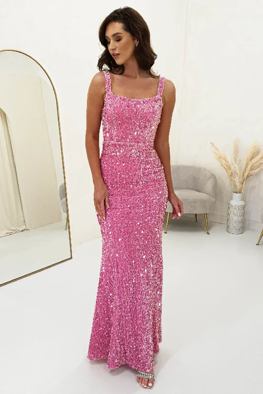 Women's Office Attire Rosita Sequin Bodycon Gown | Pink