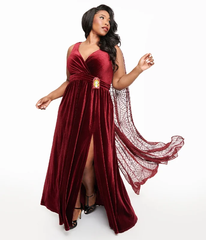 Minimalist Women's Fashion Clothing Disney Hocus Pocus Collection by Unique Vintage Plus Size Hocus Pocus Burgundy Velvet & Spiderweb Sequin Cape Gown Minimalist Women's Fashion Clothing Disney Hocus Pocus Collection by Unique Vintage Plus Size Hocus Pocus Burgundy Velvet & Spiderweb Sequin Cape Gown