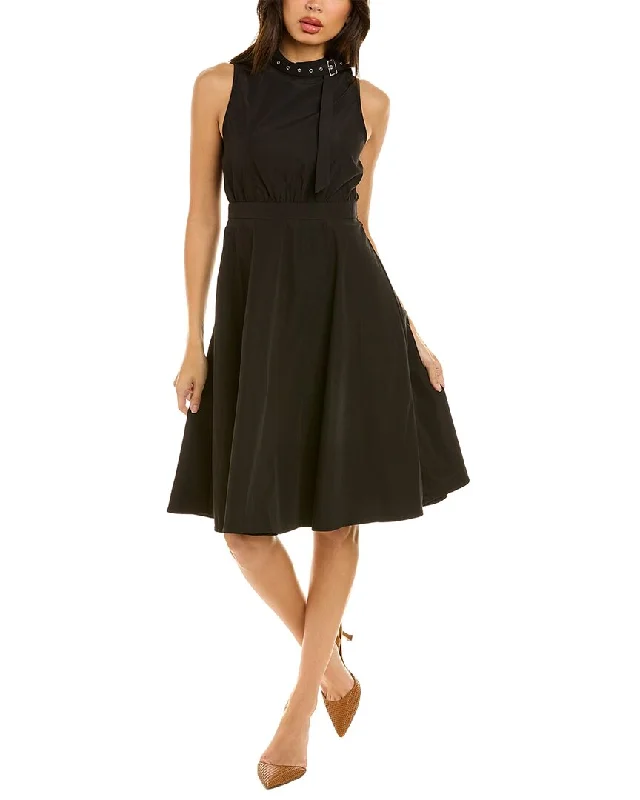 Stylish Outerwear Clothing For Women rosewater remi Buckle Collar A-Line Dress