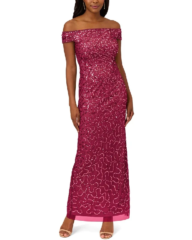 Timeless Women's Garments Adrianna Papell Slim Column Off-The-Shoulder Dress