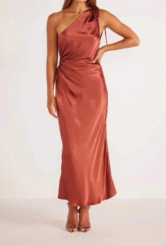 Women's Outerwear Attire Gaia One Shoulder Dress In Bronze