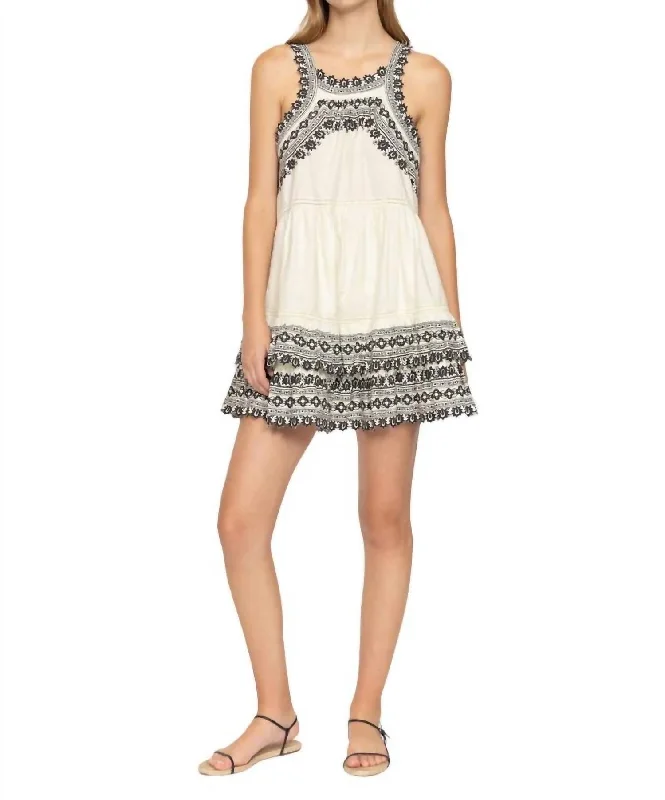 Women's Clothes For The Office Amina Embroidery Tank Dress In Cream