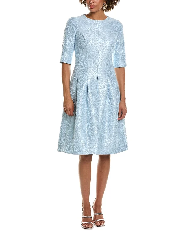 Chic Women's Outfit Teri Jon by Rickie Freeman Jewel Neck Elbow-Sleeve A-Line Dress Chic Women's Outfit Teri Jon by Rickie Freeman Jewel Neck Elbow-Sleeve A-Line Dress
