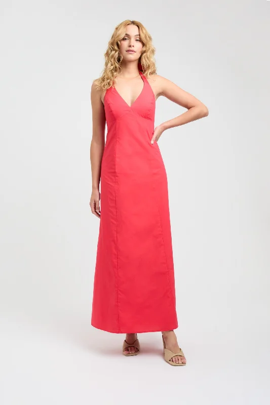 Fashion-Forward Women's Clothing Poplin Vee Halter Dress