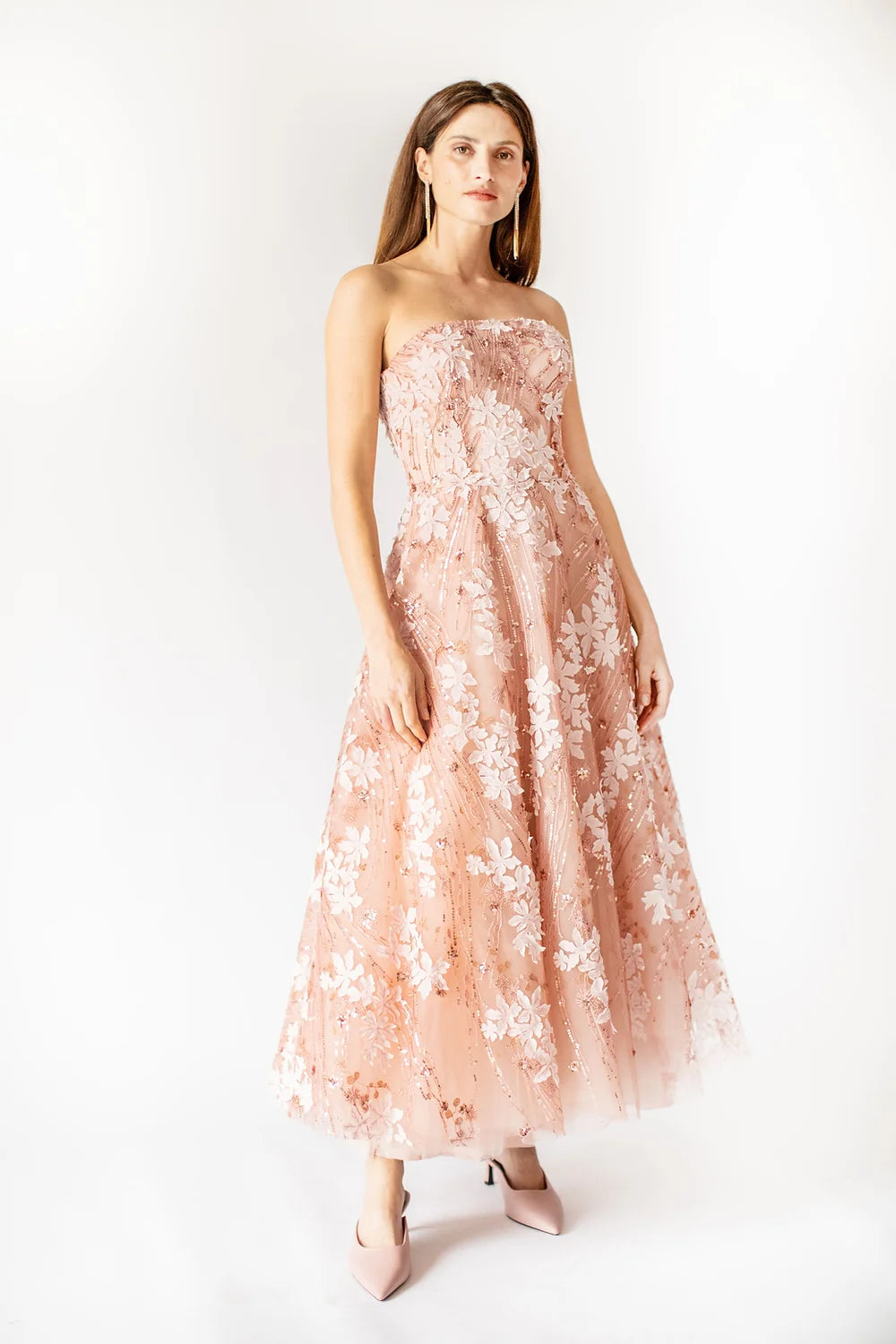 Women's Activewear Attire Bloom Enchantment Strapless Gown - Coral