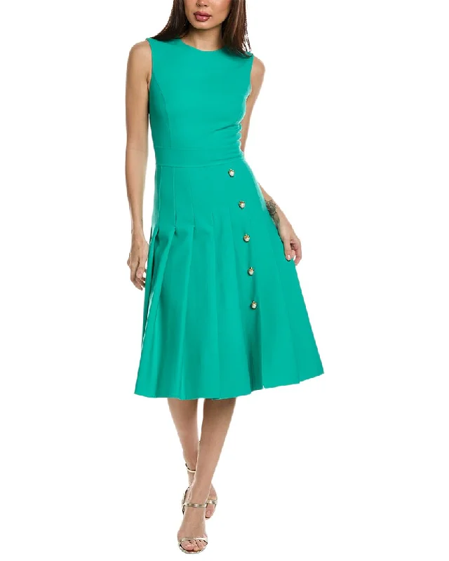 Women's Charming Outfit For Events Oscar de la Renta Pleated Wool-Blend A-Line Dress