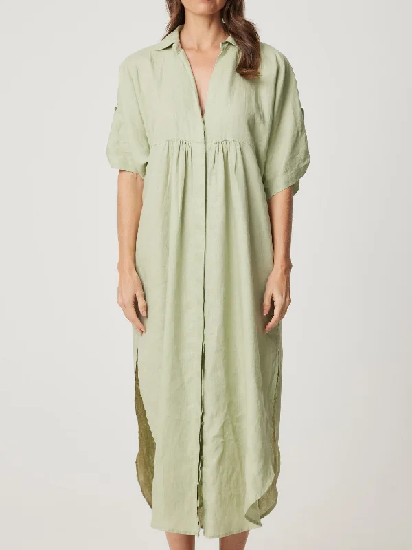 Women's Layered Outfit ENNI LINEN DROP SHOULDER DRESS