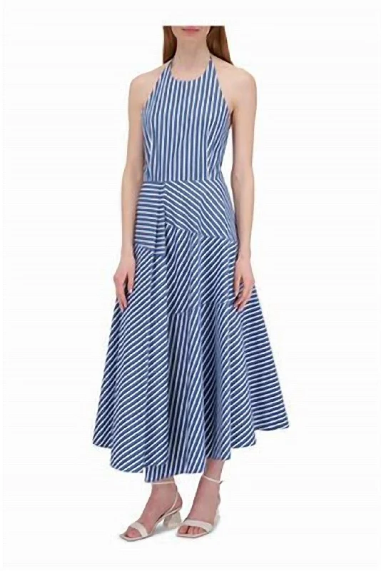 Women's Transitional Garments Halter Dress In Parisian Blue Multi