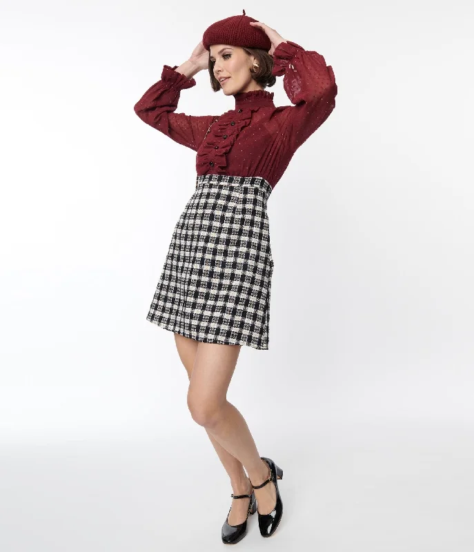 Plus Size Women's Fashion and Clothing Smak Parlour 1960s Burgundy & Plaid Ruffle Neck Empire A-Line Dress Plus Size Women's Fashion and Clothing Smak Parlour 1960s Burgundy & Plaid Ruffle Neck Empire A-Line Dress