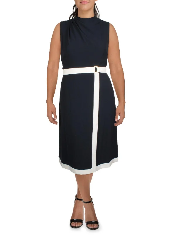 Women's Classic Attire Womens Crepe Knee Wear to Work Dress