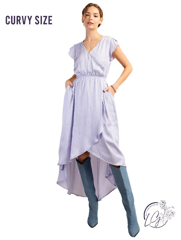 Boutique Dress Online Curvy Midnight Satin High-Low Gown