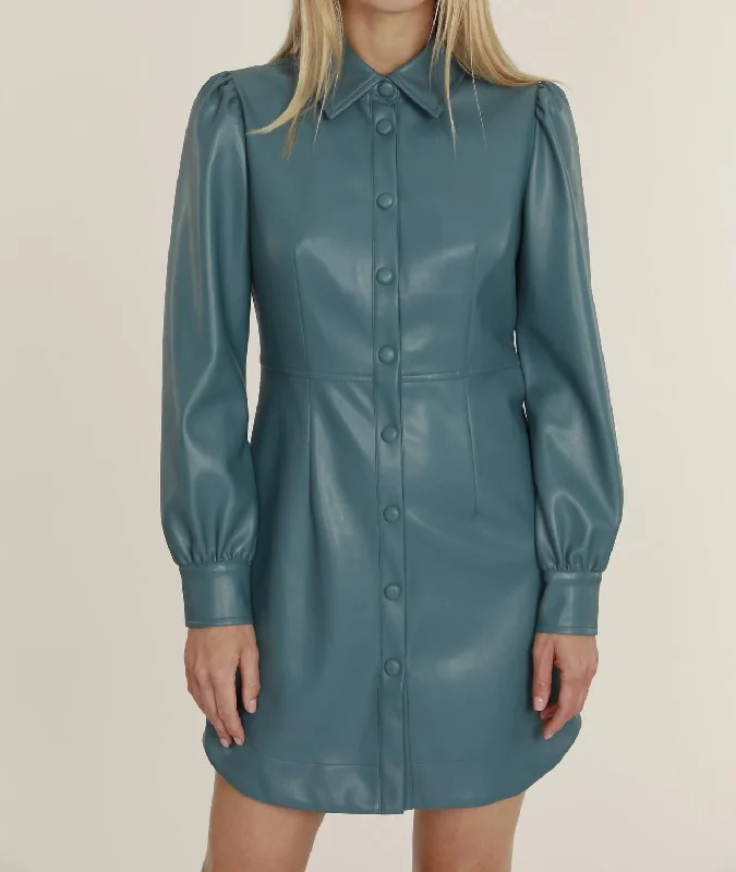 Women's Workout Garments Vegan Leather Dress In Aqua