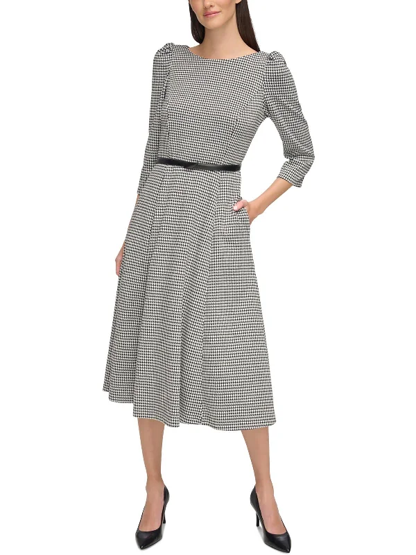 Women's Plus-Size Outfit Womens Houndstooth Polyester Wear To Work Dress