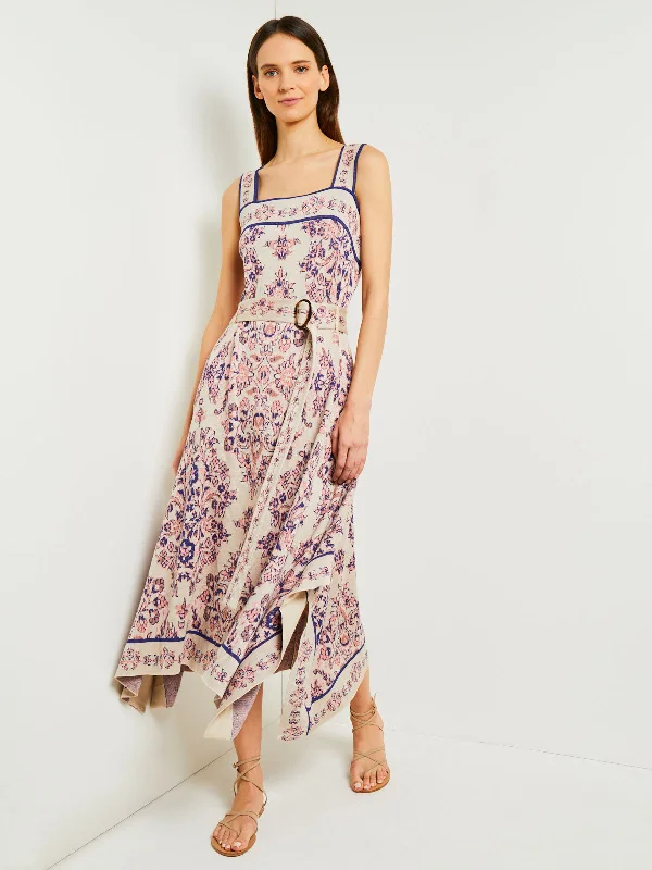 Women's Formal Clothes High-Low A-Line Dress - Soft Jacquard Knit
