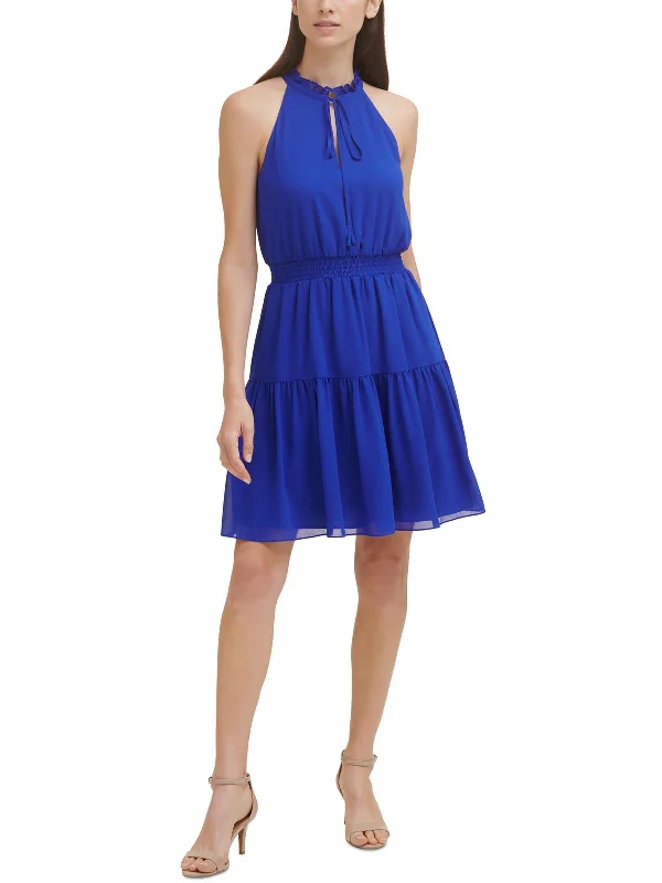 Sale Clearance Womens Tiered Mini Halter Dress