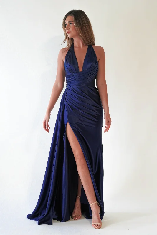 Women's Fashion-Forward Apparel Daniella Halterneck Gown | Navy