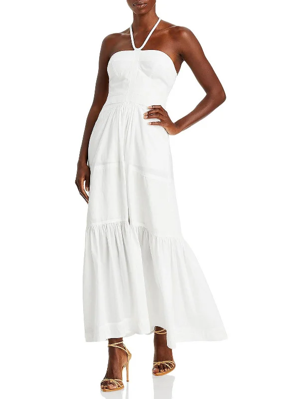 Trendy Women's Apparel for All Seasons Adelle Womens Pockets Long Halter Dress