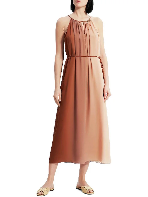 Women's Clothing For Work Petites Womens Silk Long Halter Dress