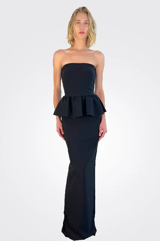 Women's Trendy Attire Panthea Strapless Peplum Gown - Black