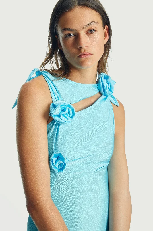 Women's Elegant Outfit Asymmetric Flower Gown