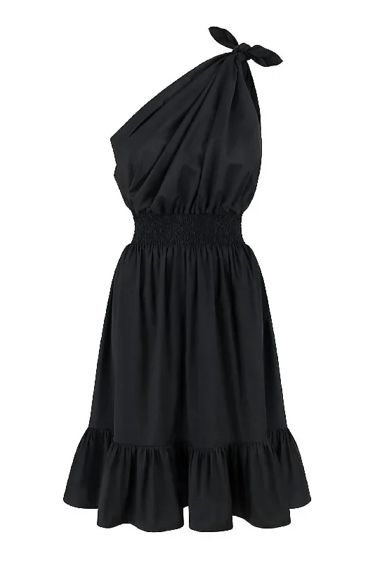 Women's Party Outfit Demi One Shoulder Dress in Black