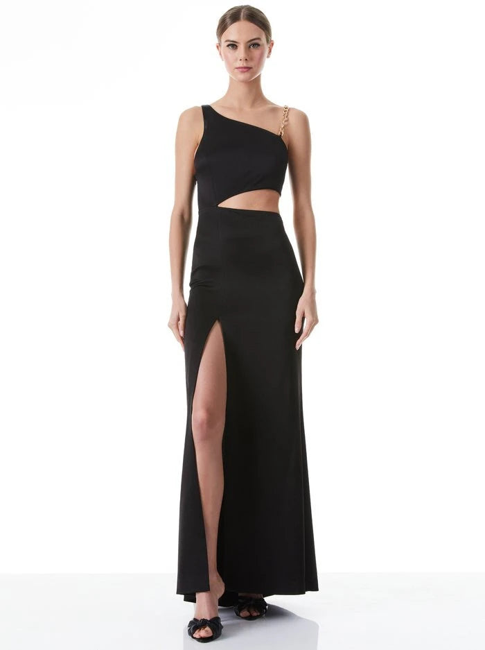 Women's Resort Attire Karoline Chain Strap Cutout Gown - Black