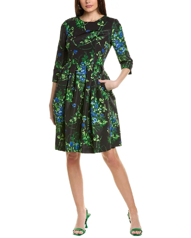 Trendy Women's Apparel for All Seasons Carolina Herrera Elbow-Sleeve Silk-Lined A-Line Dress
