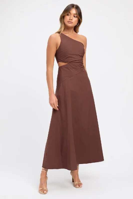 Women Wear Boutique Poplin One Shoulder Dress