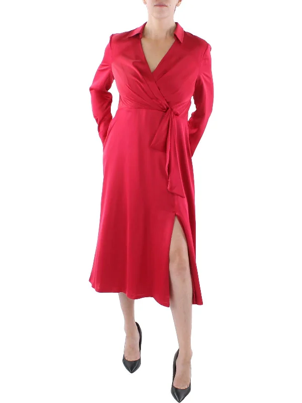 Casual Clothing For Women Womens Surplice Collared Wear to Work Dress
