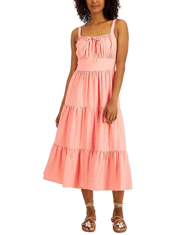Chic Clothes For Women Womens Tiered Tea-Length Halter Dress