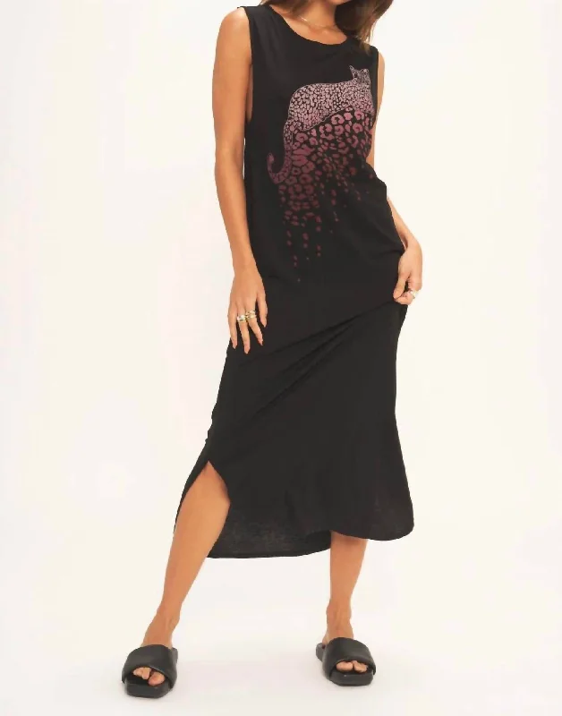 Women's Clothing And Garments Sets Leopard Tank Dress In Black