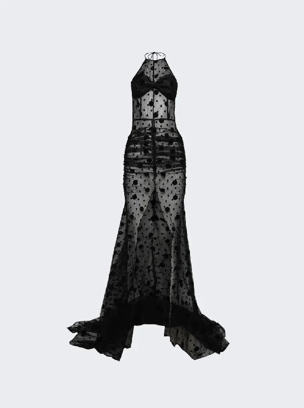 Comfortable Garments For Women Halter Gown With Bow Detail