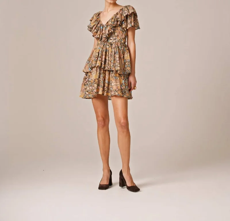 Women's Professional Clothes Bohemian Ruffle Dress In Feathers