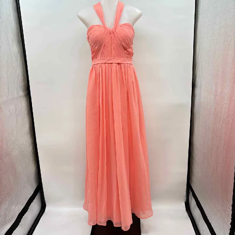 Women's Chic Outerwear Outfit Azazie Women's Size 6 Peach Solid Gown/Evening Wear