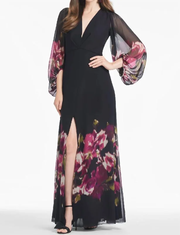 Women's Clothes And Apparel Jenny Gown In Malbec Blooms