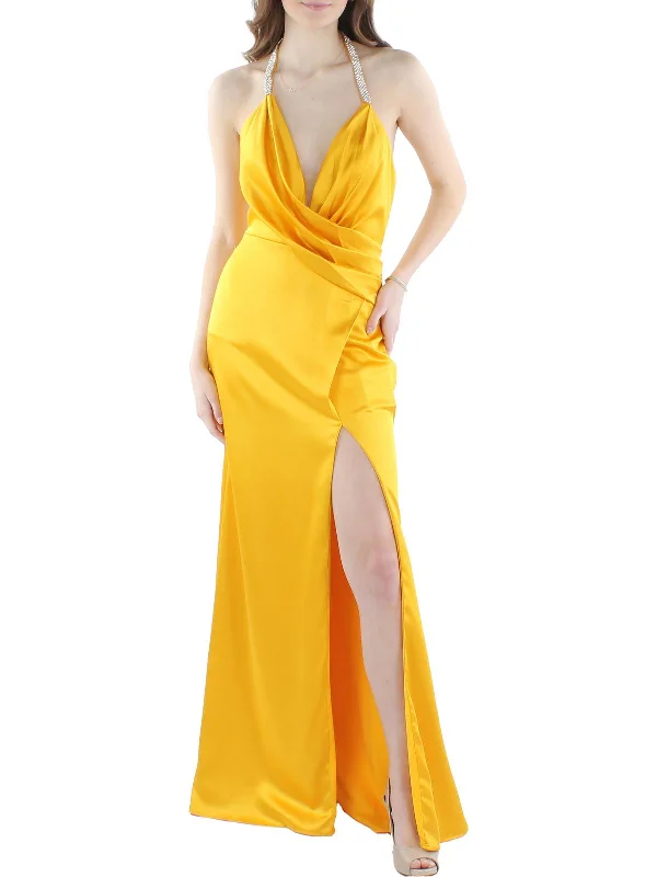 Women's Elegant Clothes Womens Embellished Long Halter Dress
