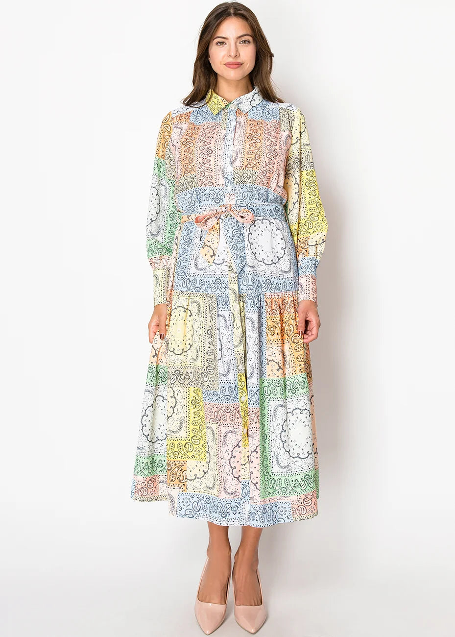 Women's Trendy Clothes Pastel Bandana Patchwork Dress
