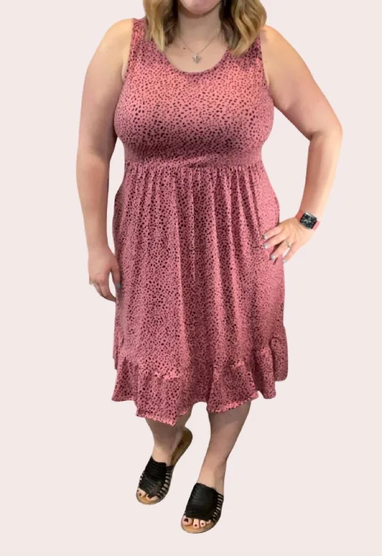 Women's Seasonal Apparel Bailey Ruffle Tank Dress In Pink Dot